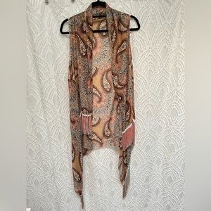 Fringe Cover Up with Paisley Pattern